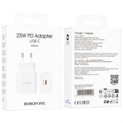 Сетевое зарядное устройство Borofone USB-C блок питания 25W Power Adapter для Apple/iPad/Samsung