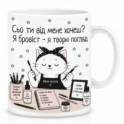 Оригінальна чашка з приколом для бровіста, Кіт бровіст