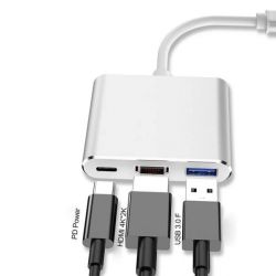 Hub адаптер из Type-c в HDMI 3in1 для ПК DVD HDTV (для отображения медиа файлов на ТВ)