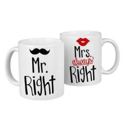 Парные чашки Mr. Right &amp Mrs. Always Right