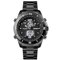 Часы наручные мужские SKMEI 1670BKWT BLACK-WHITE, Армейские часы противоударное