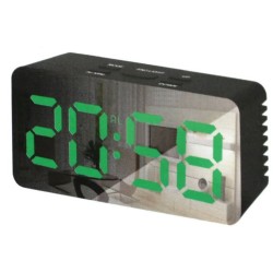 Часы настольные DS-3658L с зеленой подсветкой, черные